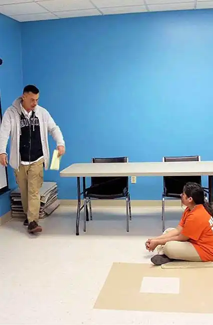 Author David Haave is preparing to give kids a how to make your own book pages lesson Waynesville library MO USA -- David Haave